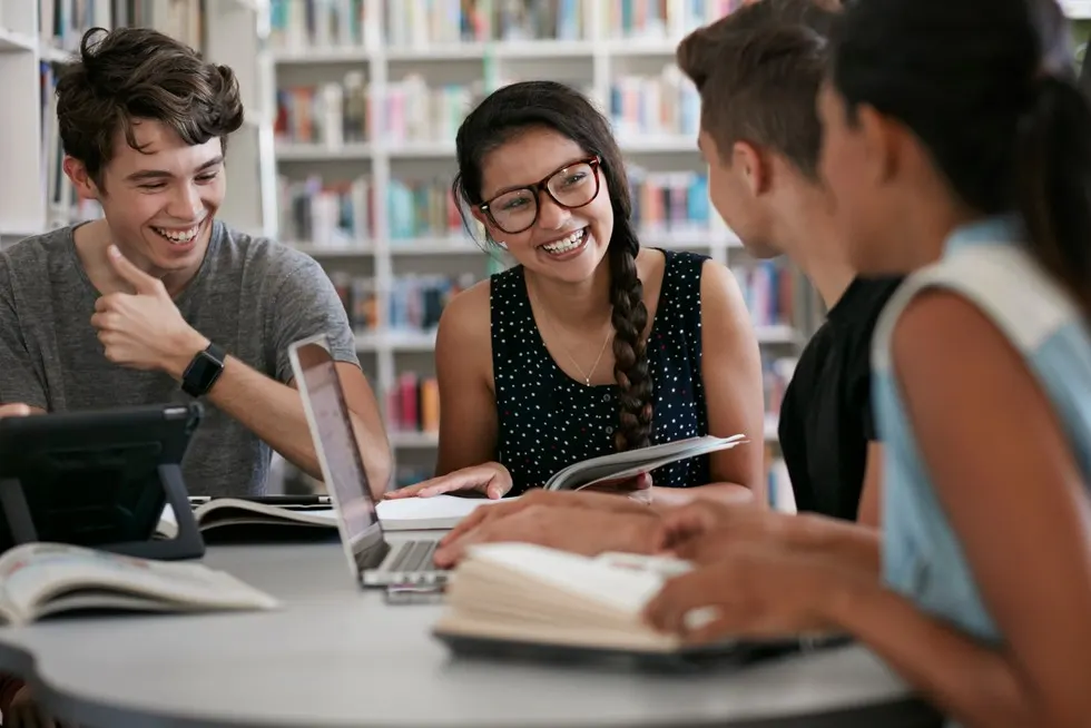 A group of students studying and collaborating together